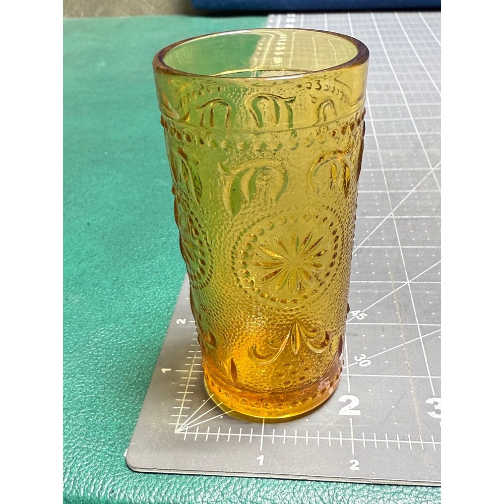 Vintage Brockway Glass American Concord Amber 4" Tall Tumbler